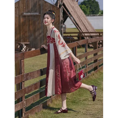 High-Waist Embroidered Hanfu Dress – Improved Spring/Summer Chinese-Style
