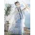 Ming-Style Cloud-Shoulder Hanfu with Sheer Embroidered Cape & Waist-High Pleated Skirt