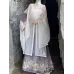 Spring/Summer Ming-Style Stand-Collar Hanfu with Sparkling Floral Embroidery & Horse-Face Skirt