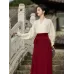 New Chinese-Style Horse-Face Skirt Hanfu – Commuter & Celebration Red Dress