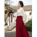 New Chinese-Style Horse-Face Skirt Hanfu – Commuter & Celebration Red Dress