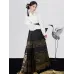 Hanfu, New Chinese-Style Ma mian Skirt Set with Airplane Sleeves for Daily Commuting