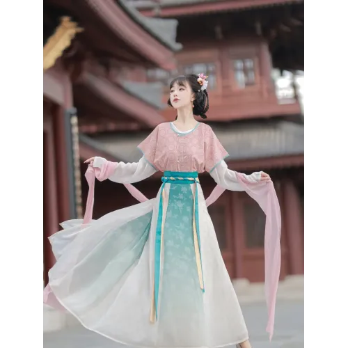 Tang-Style One-Piece Beizi & Eight-Slit Skirt Hanfu Set – Spring/Autumn Daily Wear
