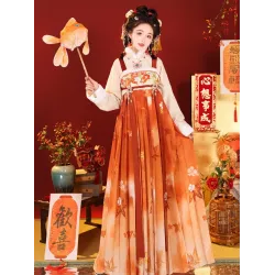 Thousand Maple Snow Embroidered Stand-Collar Jacket & Suspender Skirt Hanfu – Autumn/Winter Edition
