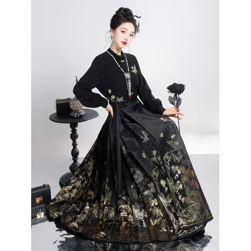 Hanfu, Office-Friendly Improved Ma mian Half-Skirt for Petite Daily Summer Wear
