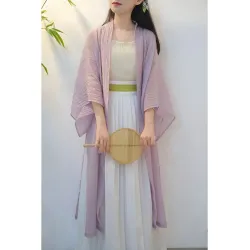 Lotus Language Song-Style Hanfu Set – Waist-High Pleated Skirt & Cardigan