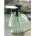 Qingdie Song-Style Hanfu – Waist-High Wide-Sleeve Top & Suspender Pleated Skirt