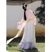 Song-Style Half-Sleeve Cross-Closure Hanfu Set with Printed Waist-High Skirt